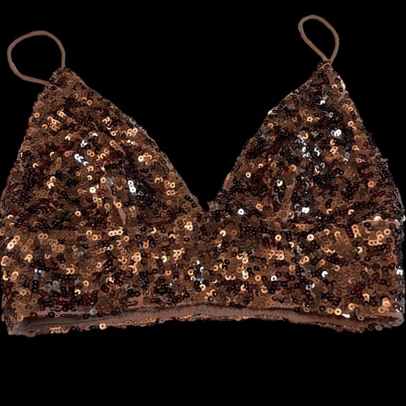 Free People Piink Sequin brami Top Sz XS Women - Picture 5 of 7